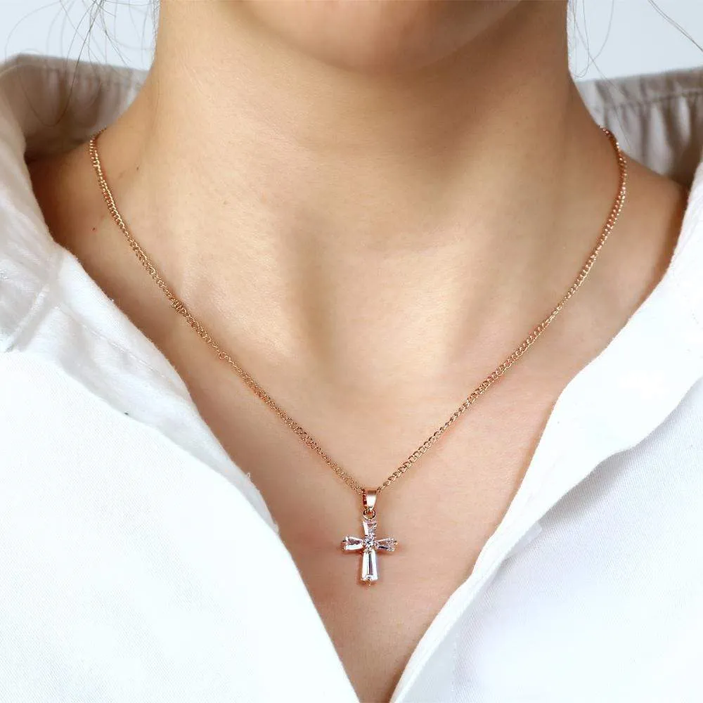 Women's Christian Necklace <br> Crystal Cross