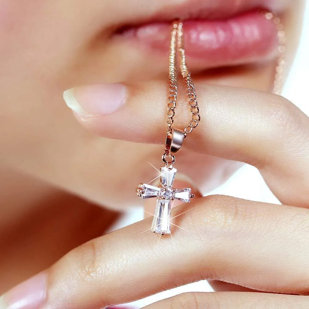 Women's Christian Necklace <br> Crystal Cross