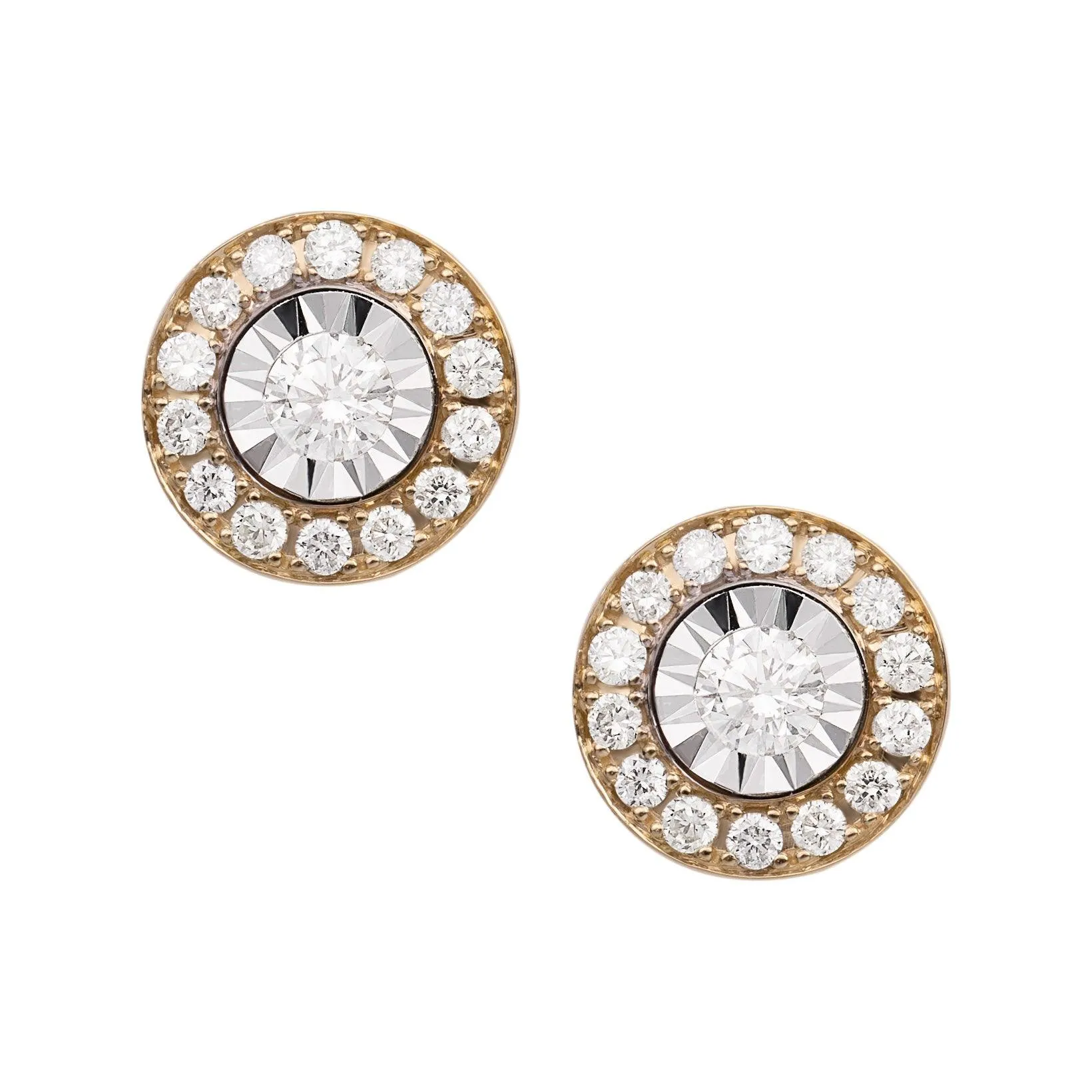 Women's Framed Diamond Stud Earrings 0.61ct 14K Yellow Gold