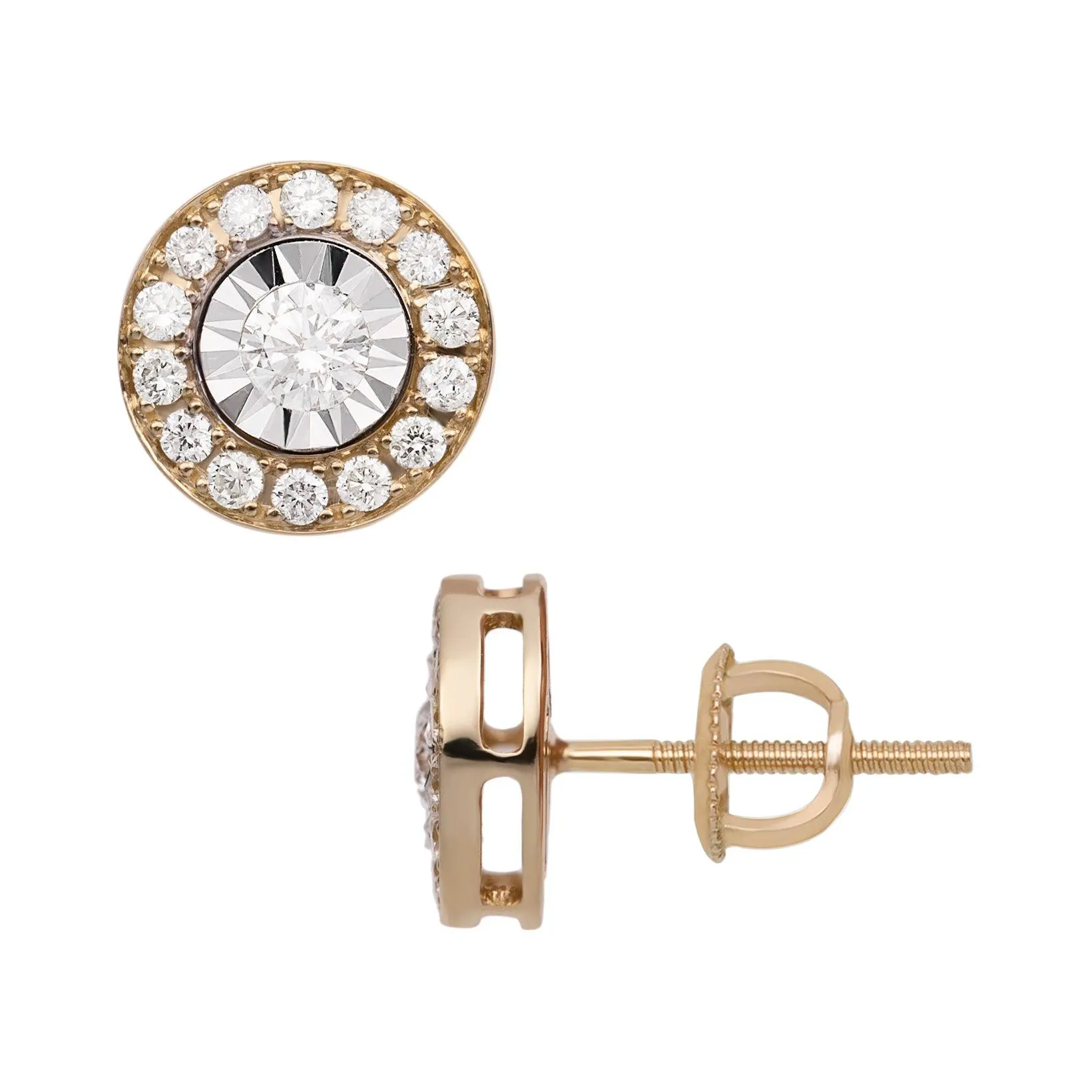 Women's Framed Diamond Stud Earrings 0.61ct 14K Yellow Gold