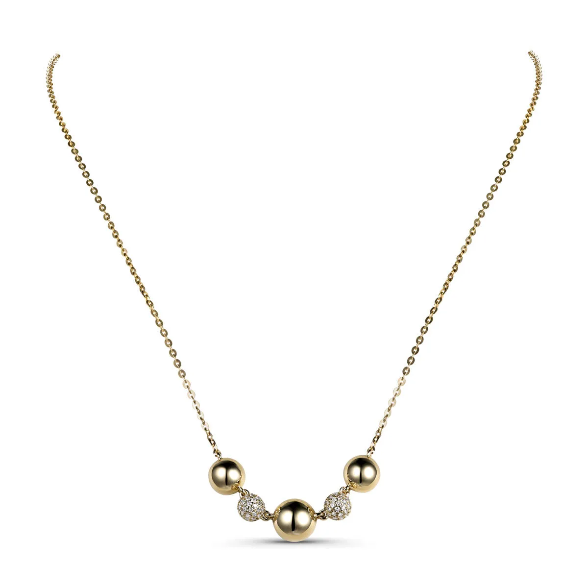 Yellow Gold & Diamond Ball Necklace