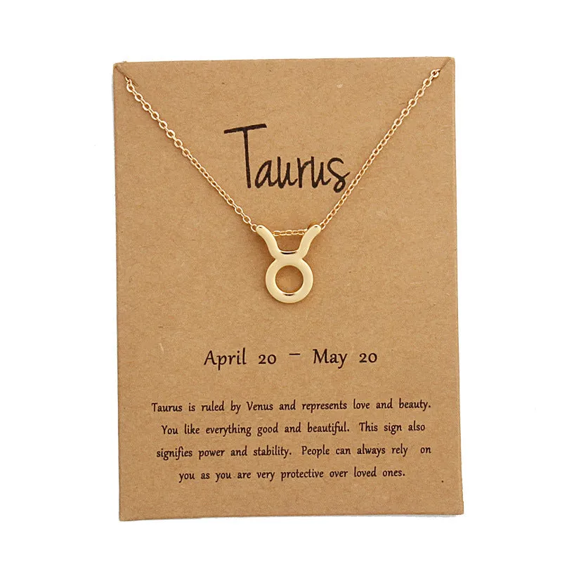 Zodiac Simple Gold Alloy Pendant Necklace