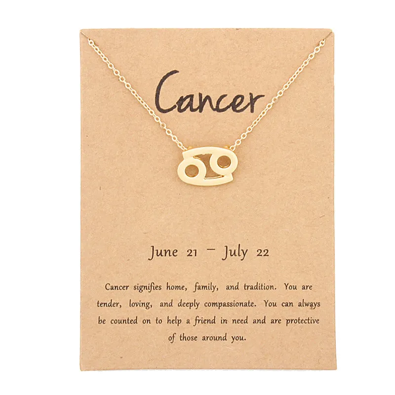 Zodiac Simple Gold Alloy Pendant Necklace