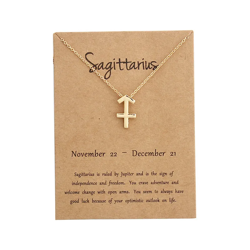 Zodiac Simple Gold Alloy Pendant Necklace