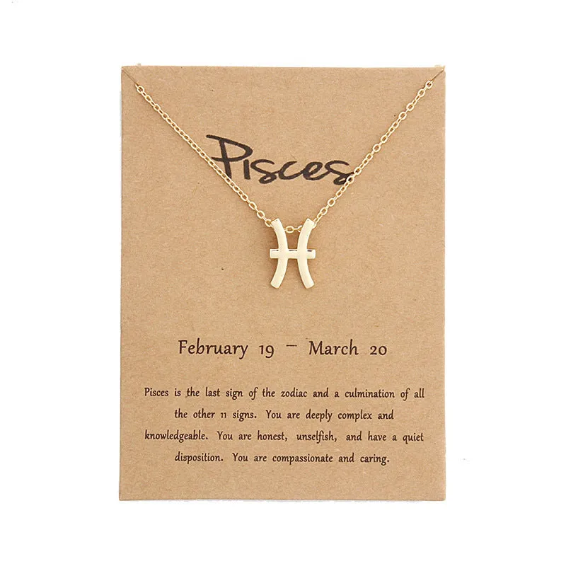 Zodiac Simple Gold Alloy Pendant Necklace