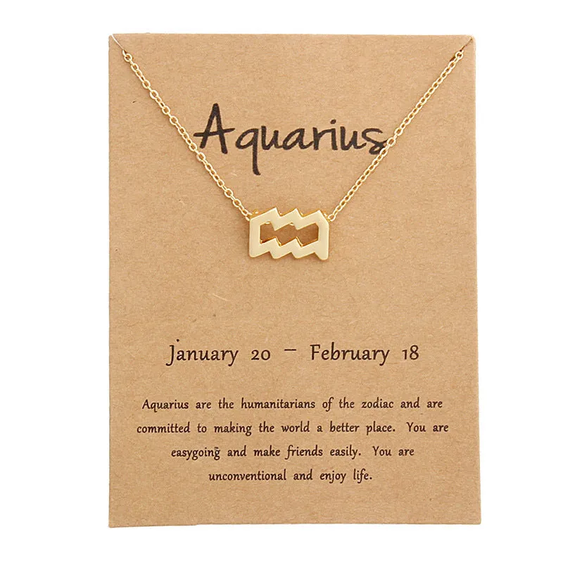 Zodiac Simple Gold Alloy Pendant Necklace